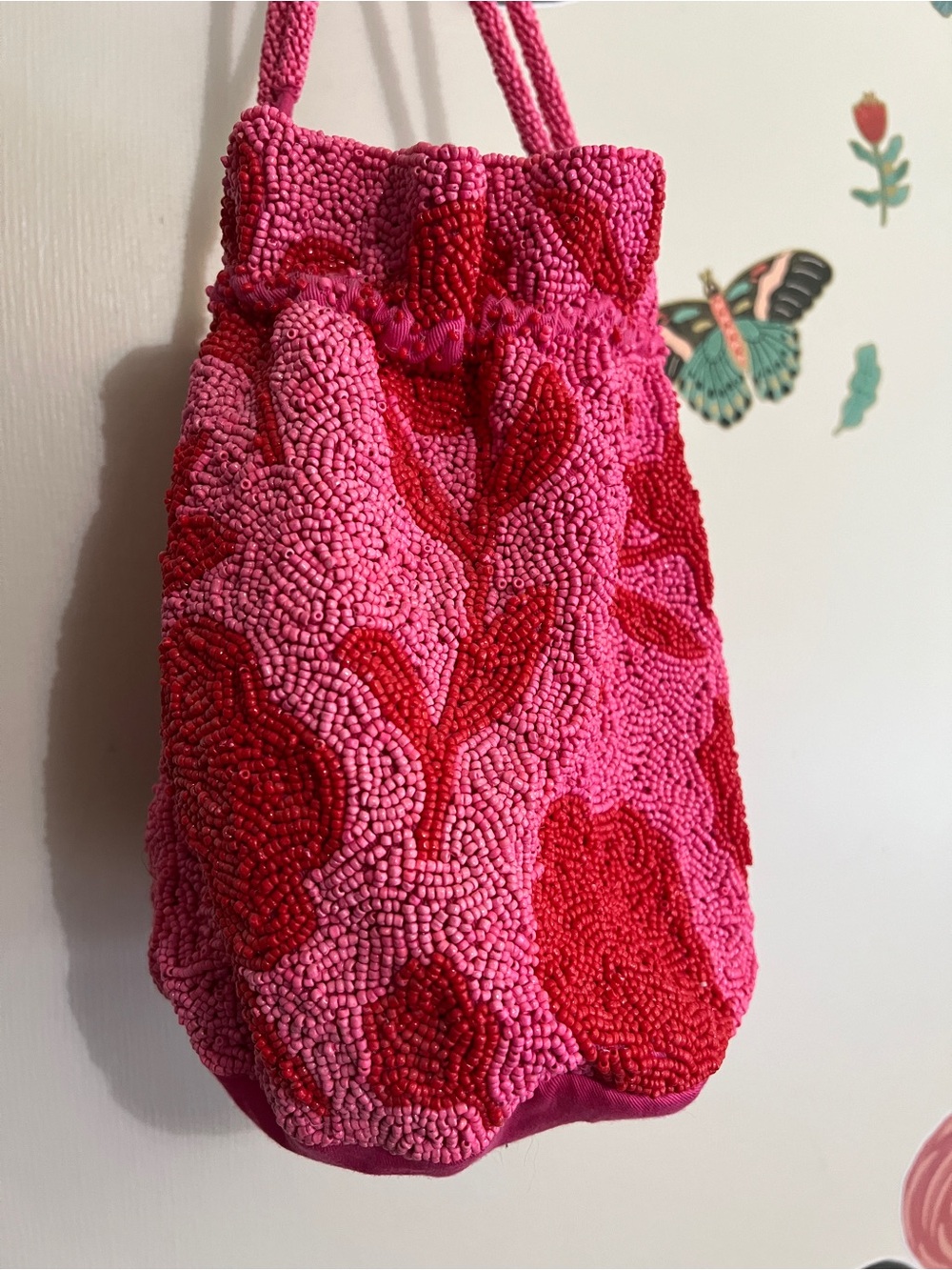 kate spade Pink and Red Beaded Drawstring Wristlet - Picture 2 of 7